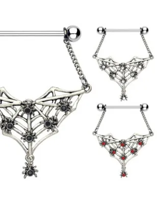 Piercing Téton Pendentif Toile d'araignée - Bijou Piercing Téton