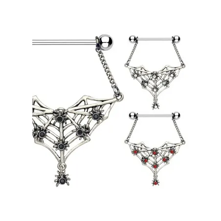 Piercing Téton Pendentif Toile d'araignée - Bijou Piercing Téton