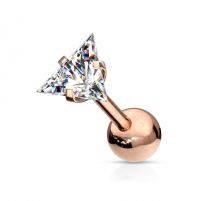 Piercing cartilage hélix or rose strass triangle blanc