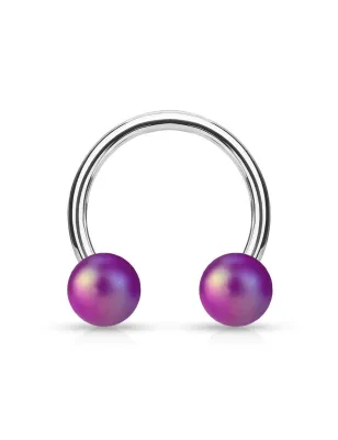 Piercing oreille fer à cheval boules perlées mat violet