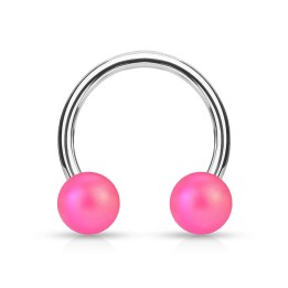Piercing fer à cheval boules perlées mat rose