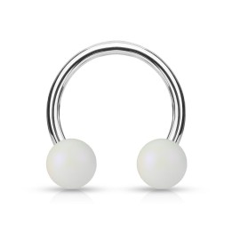 Piercing fer à cheval boules perlées mat blanc