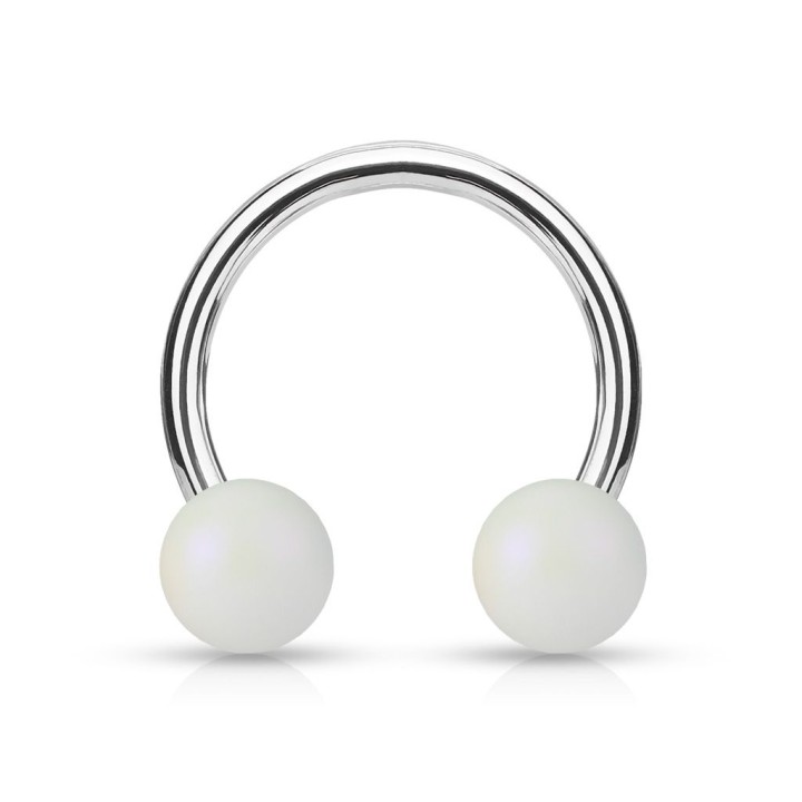 Piercing fer à cheval boules perlées mat blanc