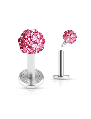 Piercing Labret Multi Crystal Ferido Rose