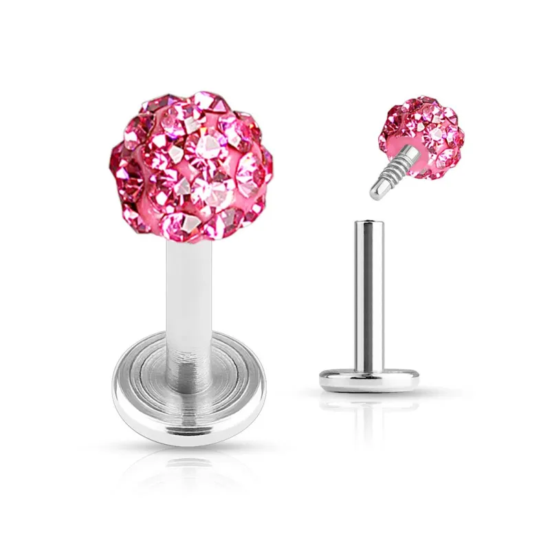 Piercing Labret Multi Crystal Ferido Rose