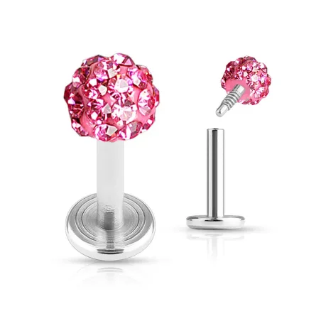 Piercing Labret Multi Crystal Ferido Rose