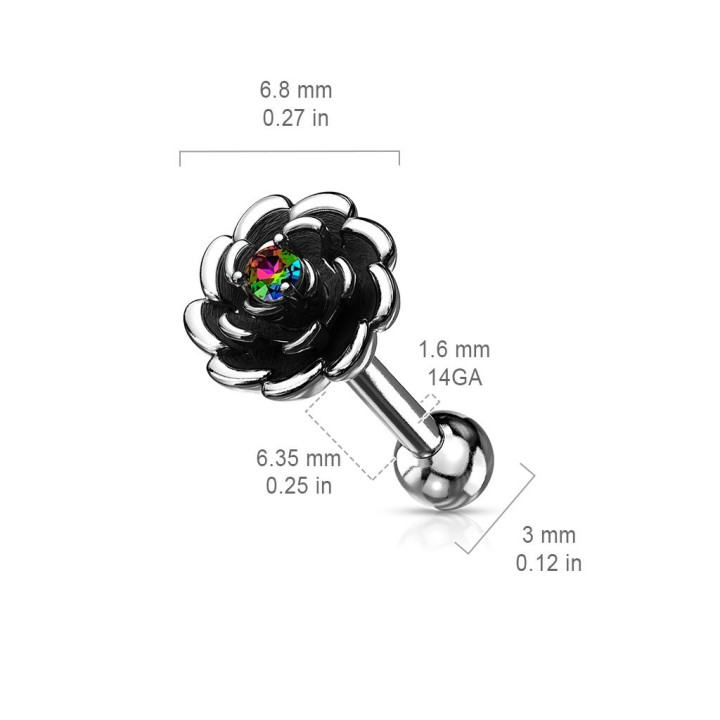 Piercing cartilage hélix fleur antique vitrail