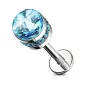 Piercing labret oreille cylindre cristal turquoise
