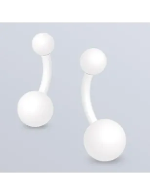 Piercing nombril acier chirurgical Blanc Mat - Bijou Piercing Nombril