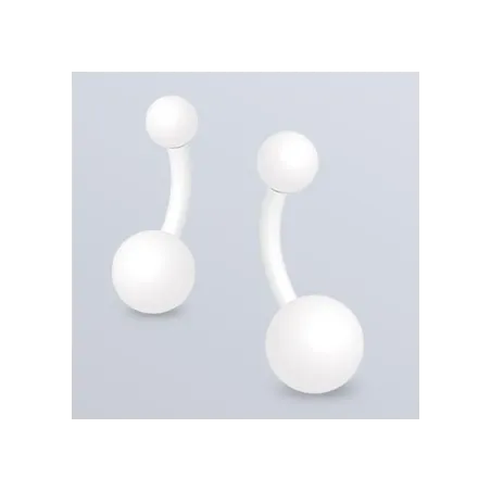 Piercing nombril acier chirurgical Blanc Mat - Bijou Piercing Nombril