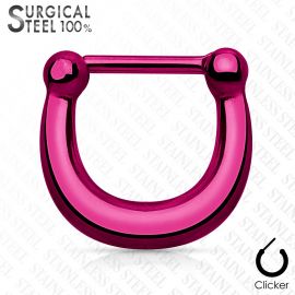 Piercing septum clipsable en acier chirurgical violet