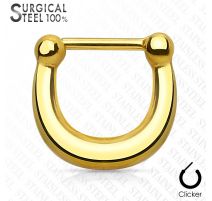 Piercing septum clipsable en acier chirurgical doré