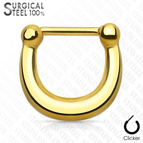 Piercing septum clipsable en acier chirurgical doré
