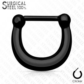 Piercing septum clipsable en acier chirurgical noir