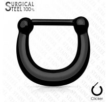Piercing septum clipsable en acier chirurgical noir