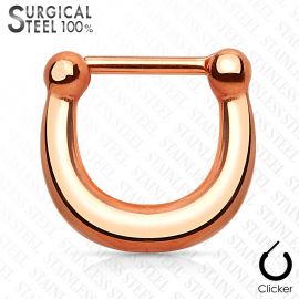 Piercing septum clipsable en acier chirurgical or rose