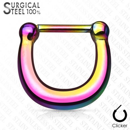 Piercing septum clipsable en acier chirurgical multicolore