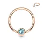 Piercing anneau captif or rosé cristal turquoise