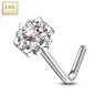 Piercing nez Or blanc 14 carats fleur sept gemmes blanc et rose