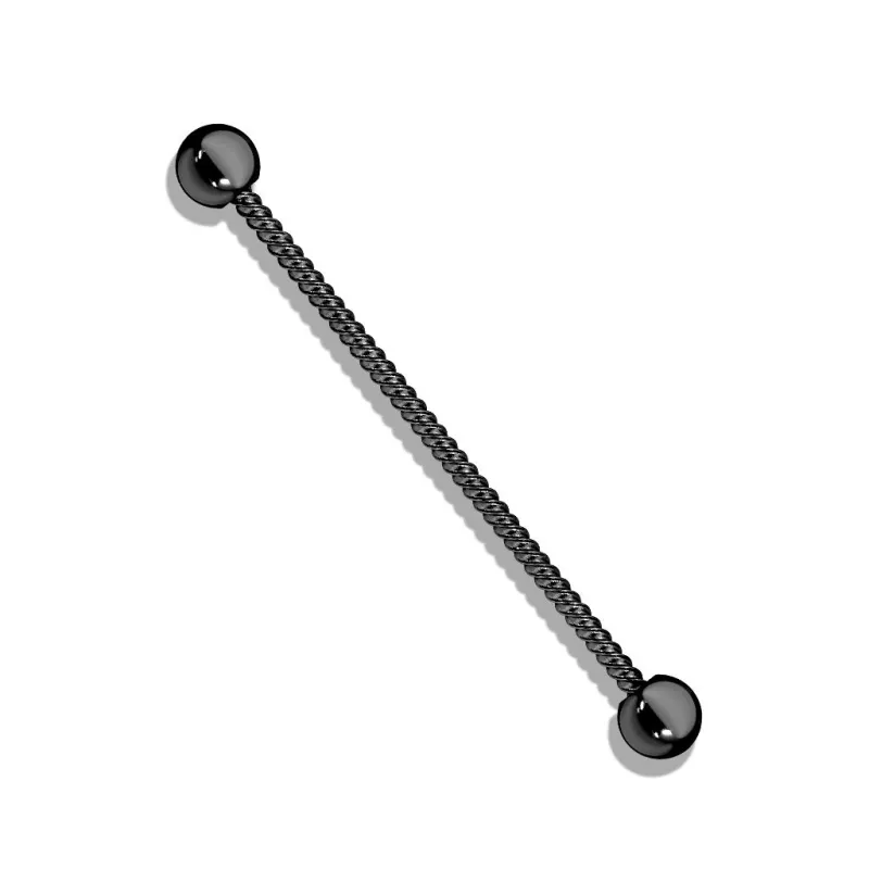 Piercing industriel oreille corde torsadée acier noir Piercing industriel oreille corde torsadée acier noir