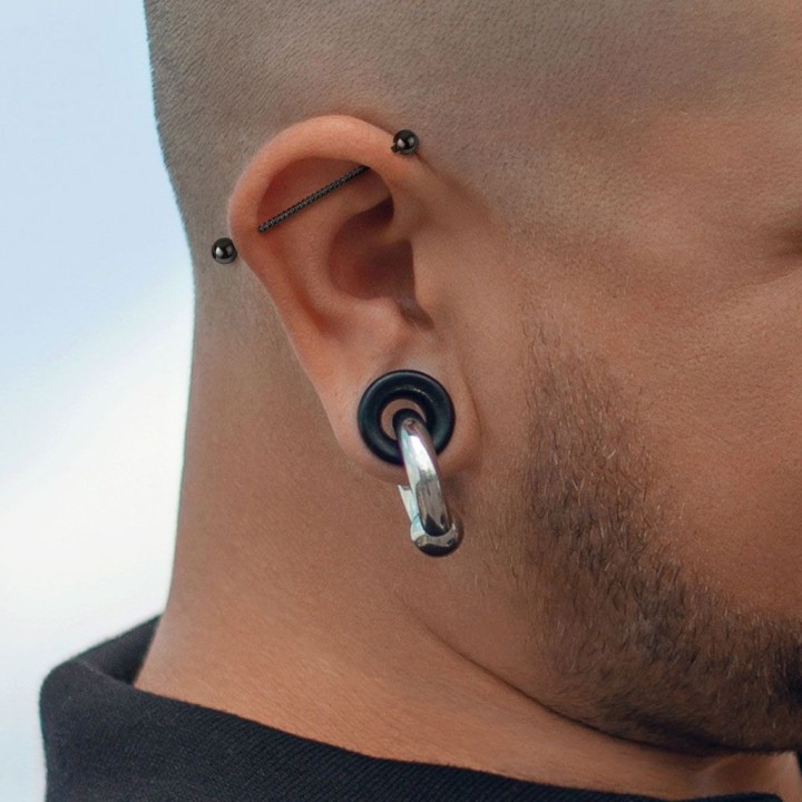 Piercing industriel corde torsadée acier noir