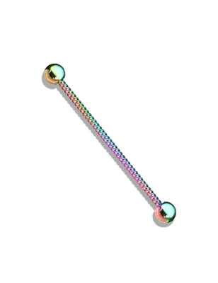 Piercing industriel oreille corde torsadée acier multicolore