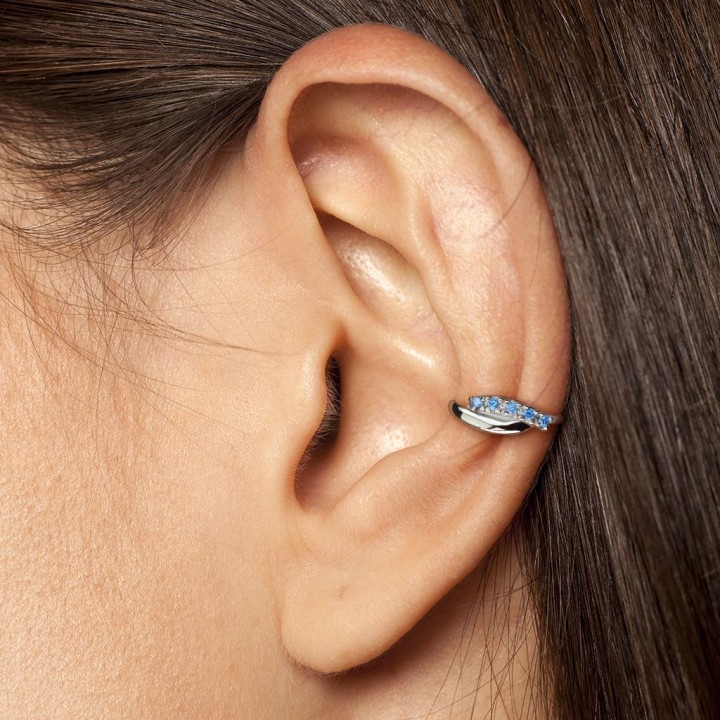 Piercing nez anneau pliable barre strass turquoise