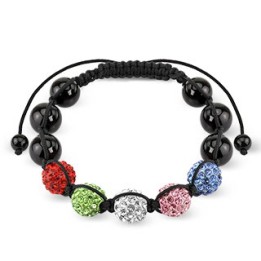 Bracelet Shamballa avec billes métalliques et Crystal 5 Couleurs
