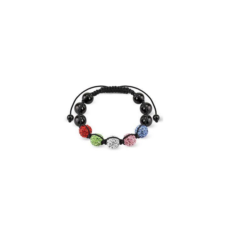 Bracelet Shamballa avec billes métalliques et Crystal 5 Couleurs