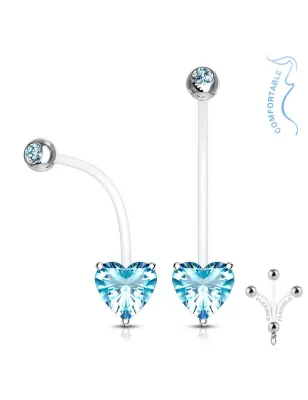 Piercing nombril de grossesse strass coeur turquoise