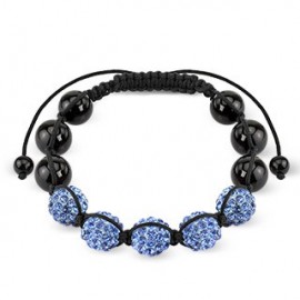 Bracelet Shamballa avec billes métalliques et Crystal Bleu clair