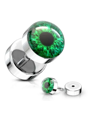Piercing oreille faux plug oeil vert