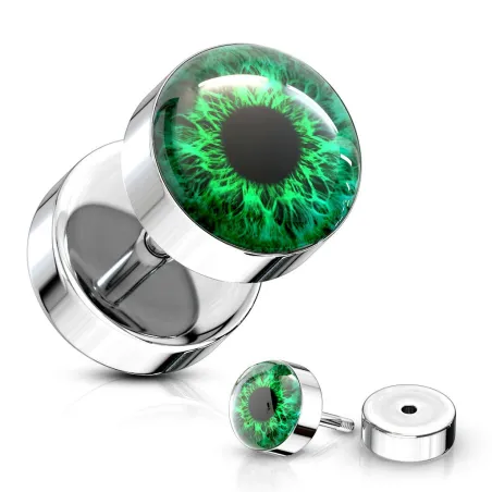Piercing oreille faux plug oeil vert