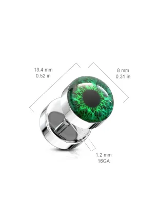 Piercing oreille faux plug oeil vert