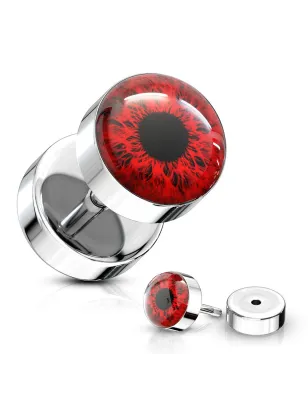 Piercing oreille faux plug oeil rouge
