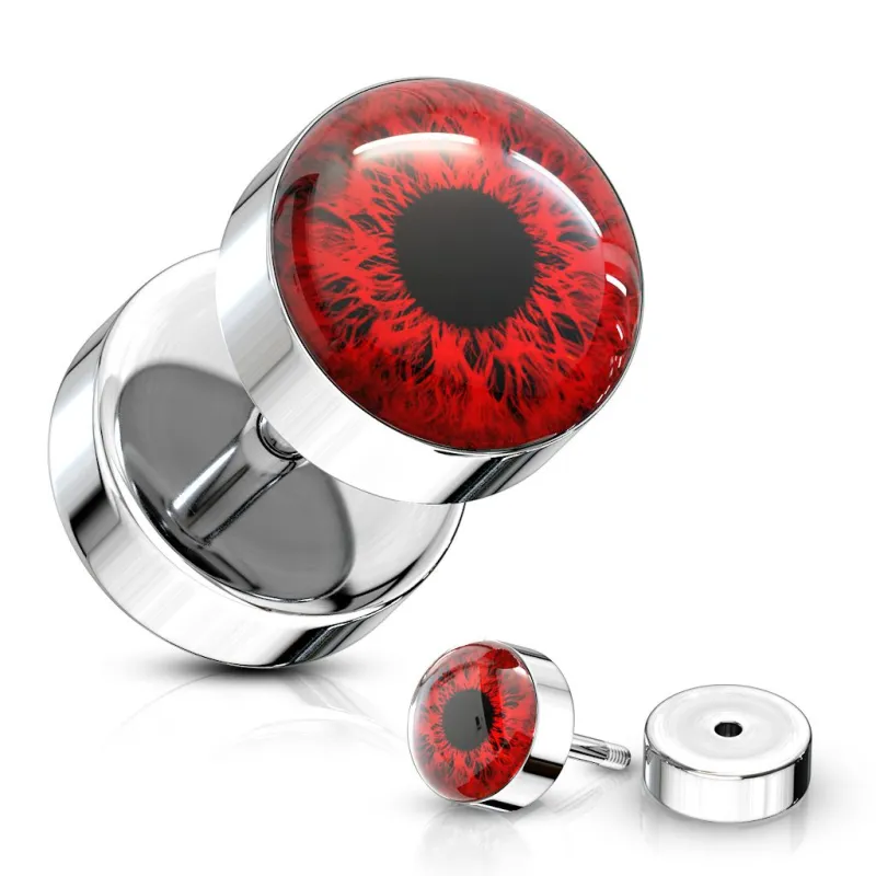 Piercing oreille faux plug oeil rouge