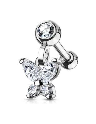 Piercing cartilage oreille pendentif papillon