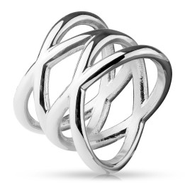 Bague en acier inoxydable double X argenté