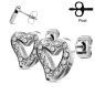 Paire Boucles d'oreille clous coeur argenté pavé strass