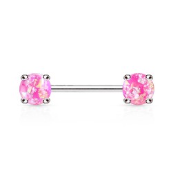 Piercing téton avec pierres de lave rose