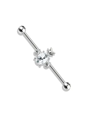 Piercing industriel oreille ananas cristal blanc