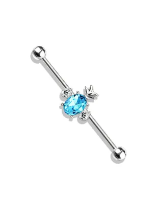 Piercing industriel oreille ananas cristal turquoise