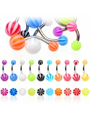 Lot de 8 piercing nombril boules candy