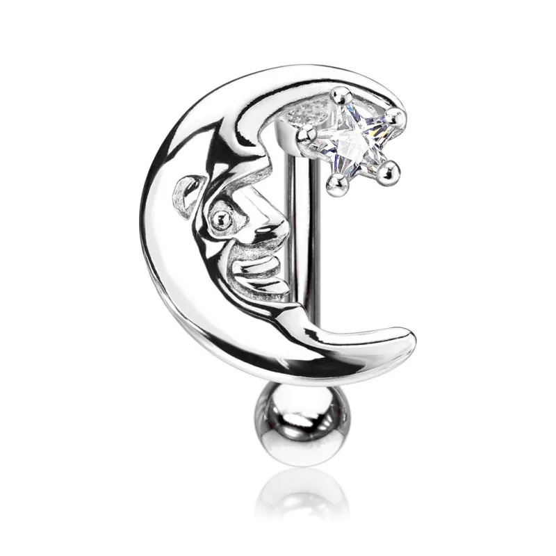 Piercing nombril inversé Lune et Etoile