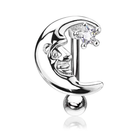 Piercing nombril inversé Lune et Etoile