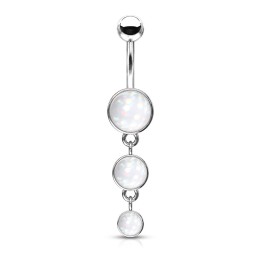 Piercing nombril triple pierre lumineuse blanche