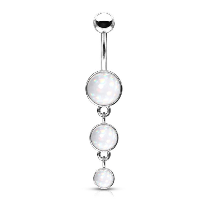 Piercing nombril triple pierre lumineuse blanche