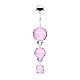 Piercing nombril triple pierre lumineuse rose
