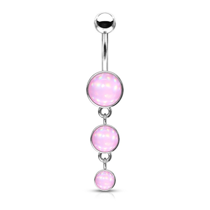 Piercing nombril triple pierre lumineuse rose