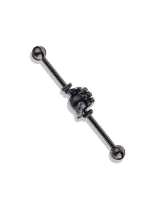 Piercing industriel oreille acier noir griffe de dragon